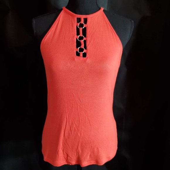 Guess Tops - Guess Sleeveless Halter Top Orange Blouse